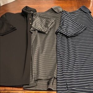Gander Mountain, Grand Slam Golf, Black, Gray, and Navy Striped Polo Shirts